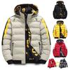 Winter Men Cotton Jacket with Detachable Hood Reversible Zipper Pocket Thickened Windproof Warm Regular Fit Male Casual Cotton Coat Top