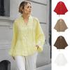 Handgemachtes Knopflochhemd Damen Hemd mit Stehkragen, Chinesische Frosch-Bluse für Frühsommer Freizeit-Outfit Herbst, Lockeres einfarbiges Langarm-Oberteil Frühjahrs-Kleidung