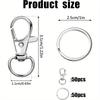 100PCS Gold Swivel Clasps Lanyard Snap Hooks with Key Rings Clip Hooks Lobster Claw Clasps for Keychains Jewelry DIY Crafts.
