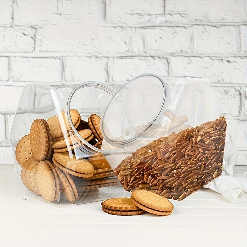 4pcs Hexagonal Plastic Candy Jar Clear Cookie Containers for Snacks Airtight Dry Goods Containers for Kitchen Pantry