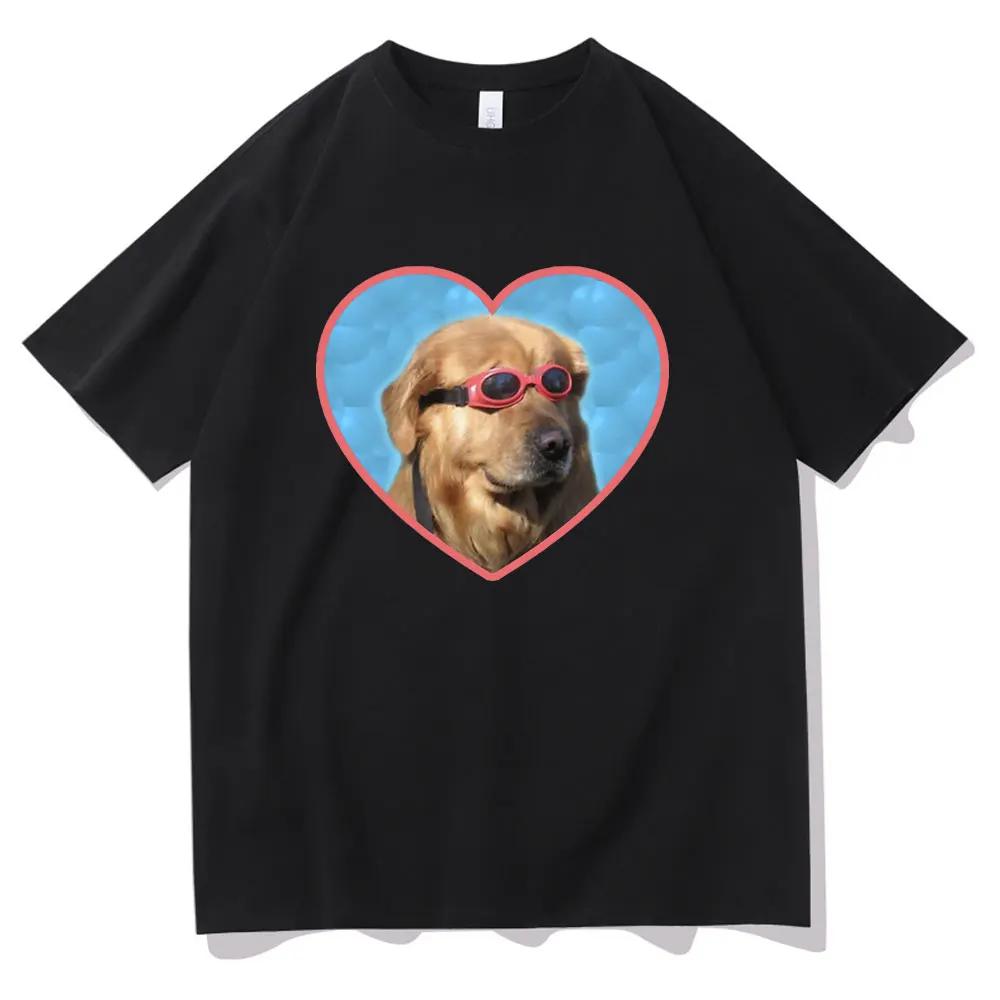 Doggo Golden Retriever Love Sunglasses Print Tshirt Swimmer Dog Graphic T-shirts Funny Women Fashion Casual T Shirt Personality