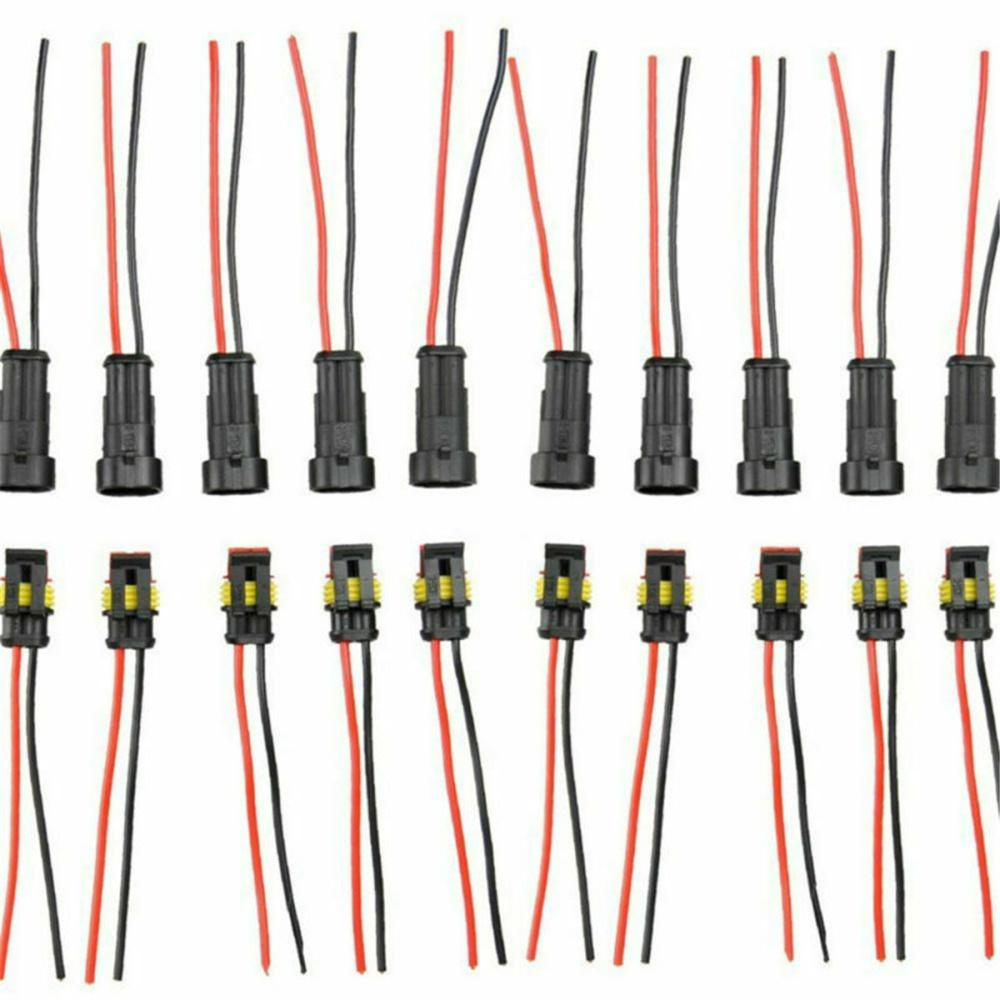 10kit 2Pin Way Car Waterproof Seal Electrical Cable Connector Plug with Wire AWG