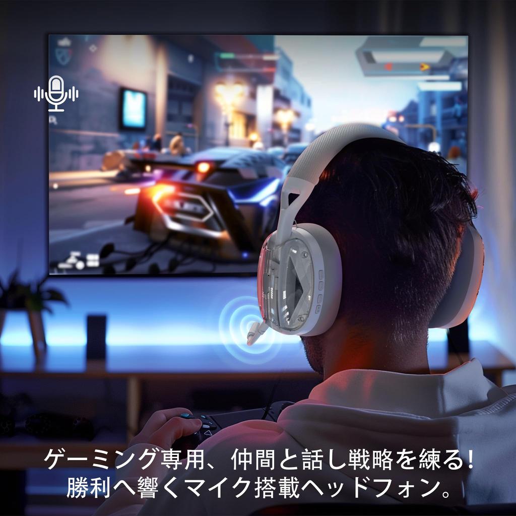 ATTACK SHARK L60 Wireless Gaming Headset Headphones Connection Dual Port 50 Hours Battery 40mm 3D Surround Noise Detachable Transparent Compatible