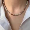 Handmade Handwoven Natural Stone Beaded Chain Necklace Featuring Pearls Pendant for Women's Fashion Jewelry Pieces
