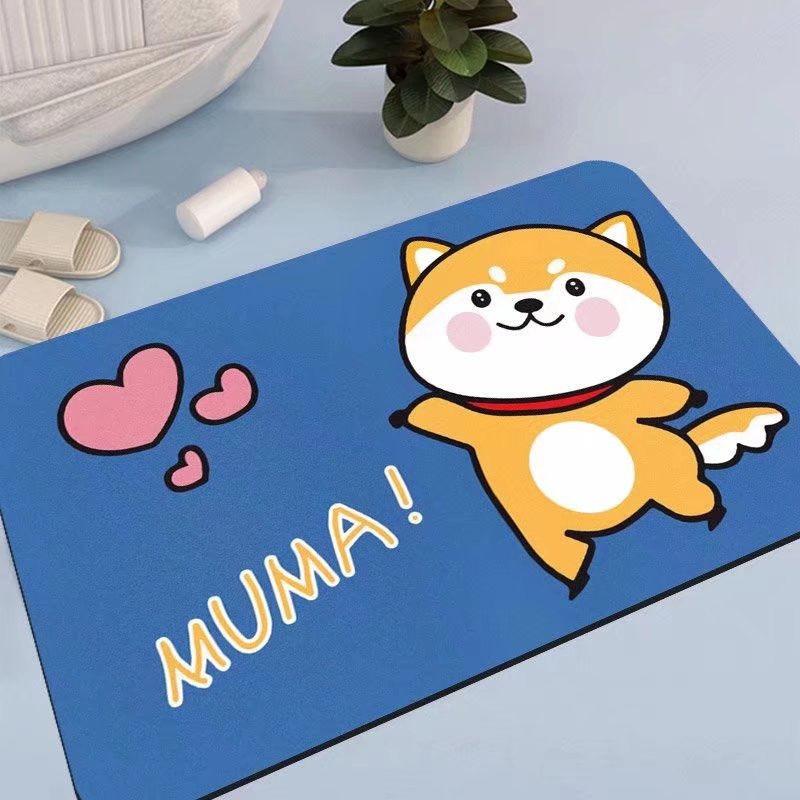 Cartoon-style Entrance Door Mat, Bathroom Entrance Water-absorbing Foot Mat Household Toilet Quick-drying Living Room Carpet