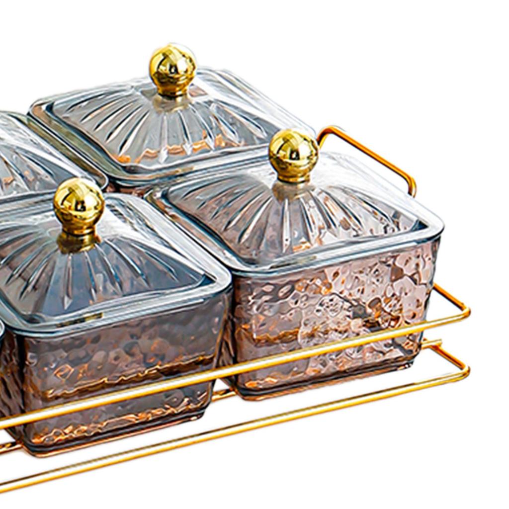 Serviertablett Keksglas mit Gestell Nordische Servierplatte Lebensmittelaufbewahrungsbehälter für Küche Gewürz Nuss