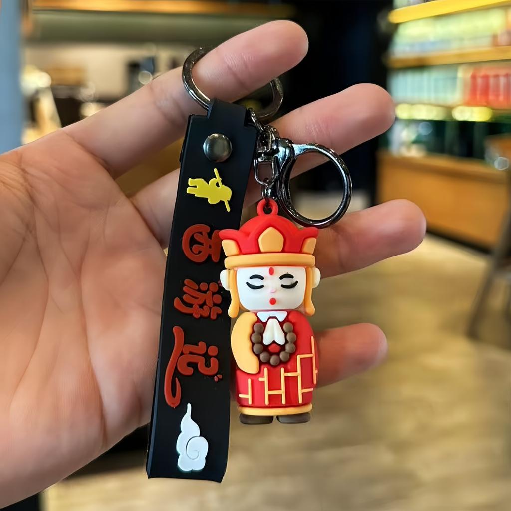 Cartoon Journey To The West Keychain Student School Bag Pendant Doll Machine Blind Box Doll Street Stall Small Gift
