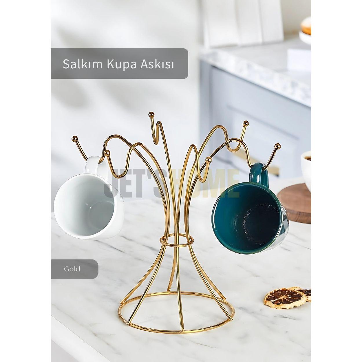 

Fincan ve Kupa Askısı Paslanmaz Tezgah Üstü Bardak Düzenleyici Askılığı Çelik Gold