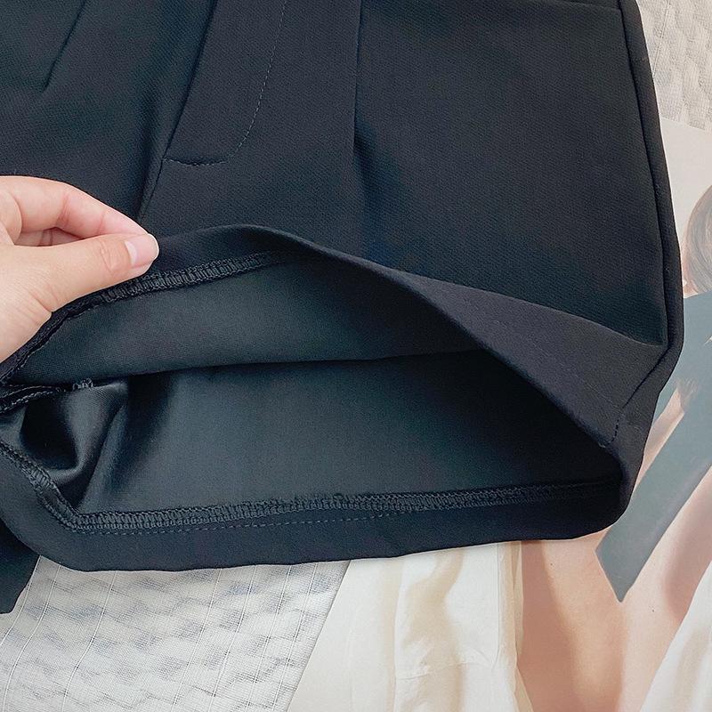 2024 Summer Korean Design High-Waisted Black A-Line Wide-Leg Pants