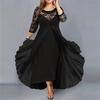 Damen Kleid Spitze Halbarm Sommer Frau Lange Kleider Frühling Casual Maxi Kleid Schwarz O-Ausschnitt Übergröße Kleider