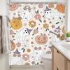 Halloween Duschvorhang Kinder Retro Lustig Geist Cartoon Niedlich 70er Y2k Herbst Kürbisse Blume Duschvorhang Badezimmer Set