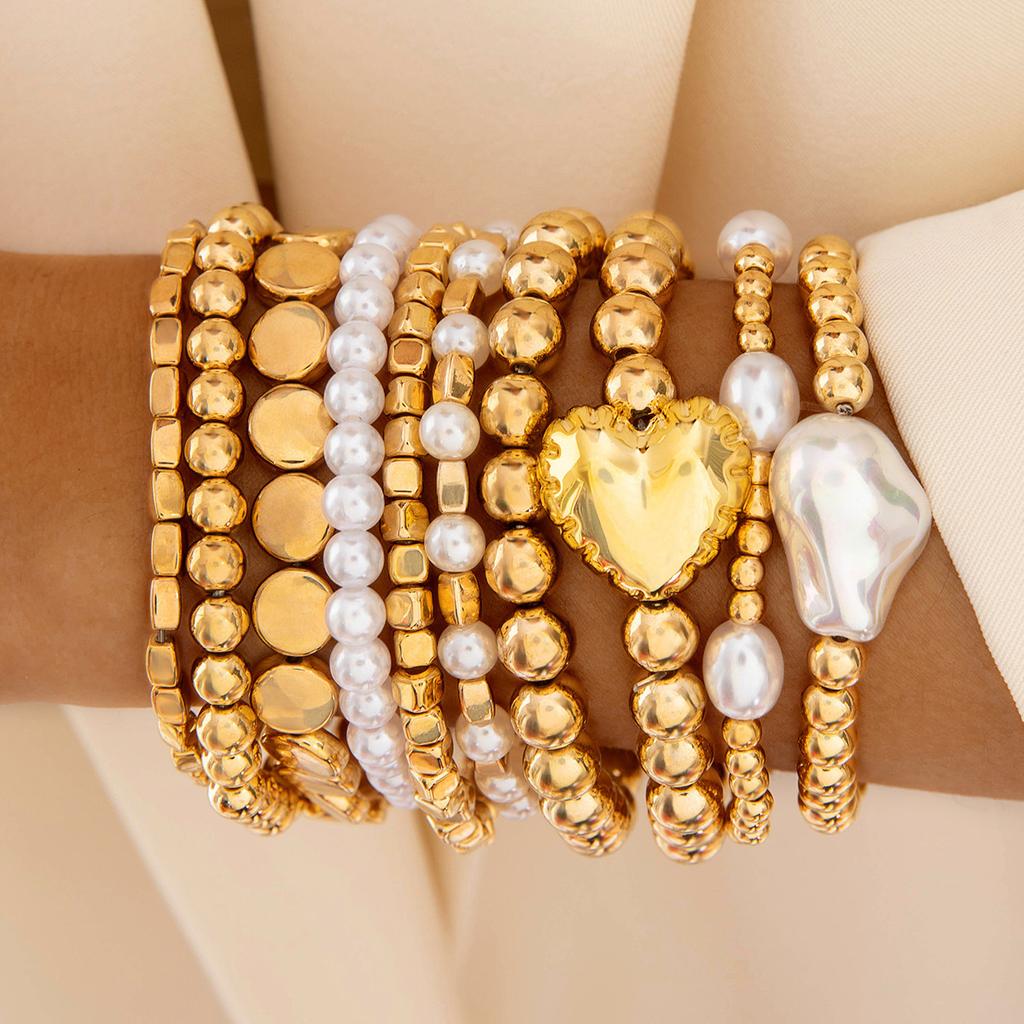 Love Imitation Multi-layer Pearl Bracelet Set Temperament High-end Beaded Bracelet Jewelry Set