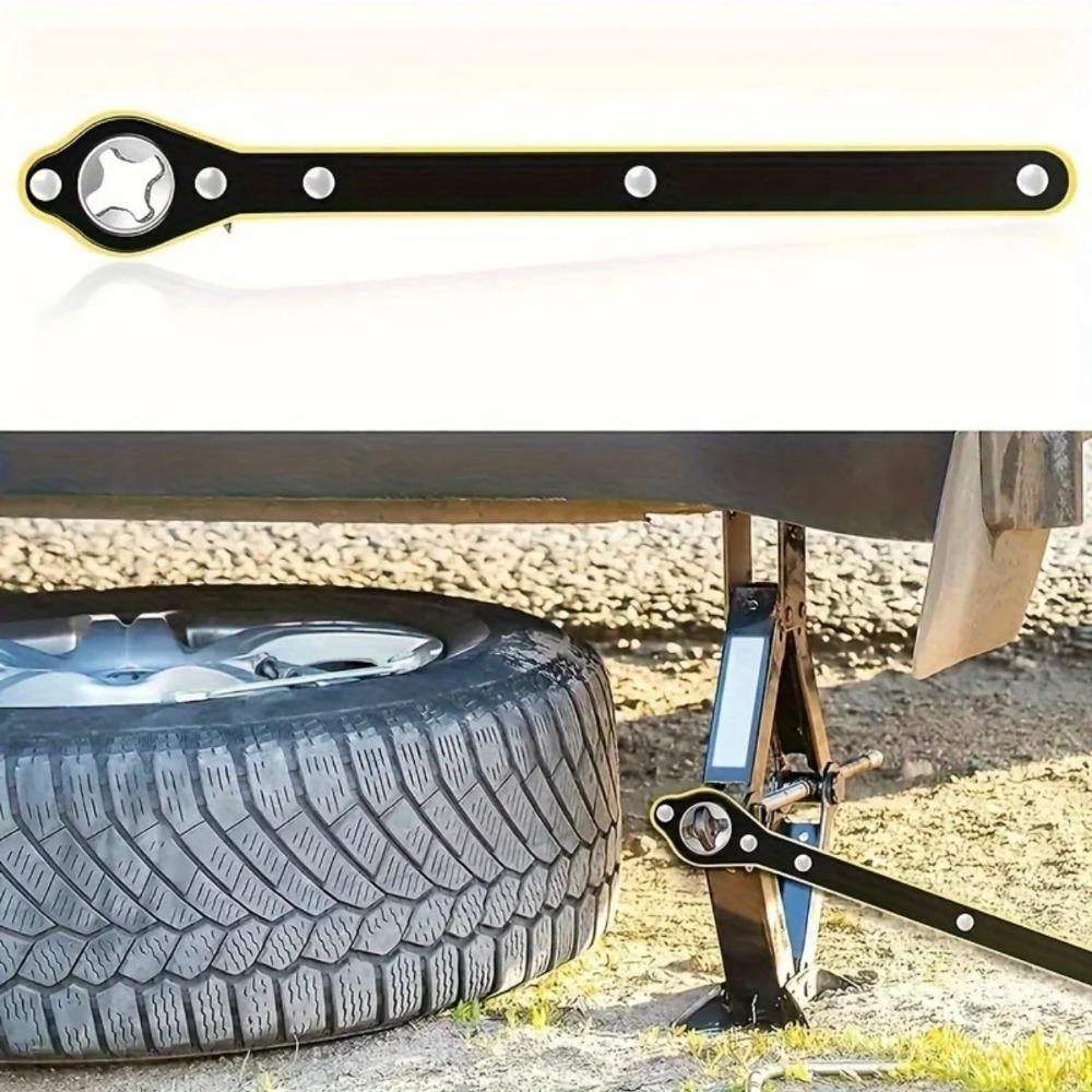 Hand-Cranked Vehicle Jack & Labor-Saving Wrench for Tire Changes on Small Cars & Sedans - Hydraulic Horizontal Design