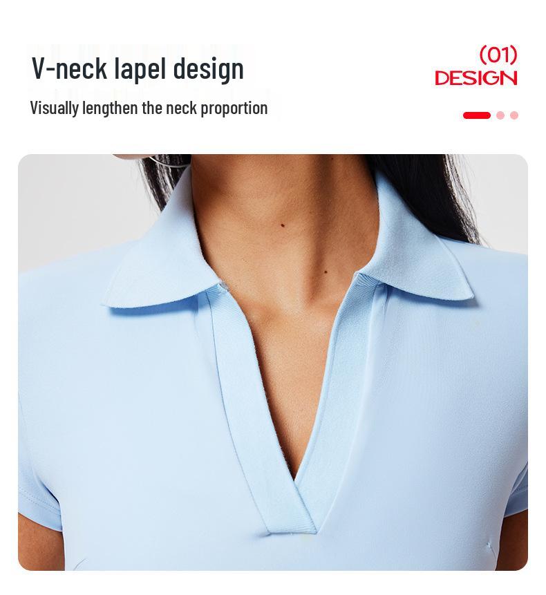 Cai Jue Women's Quick-Dry Polo Shirt - Short Sleeve, Cool Turn-Down Collar for Sports, Badminton, Tennis