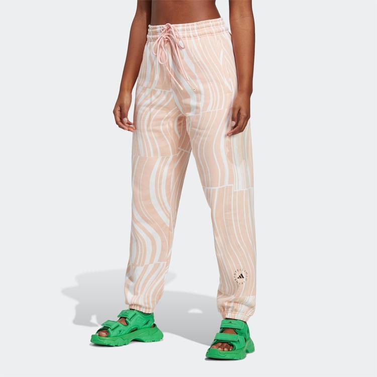 Adidas Patterned Print Drawstring Elastic Waist Joggers Women Bottoms Pale-Pink HR9245