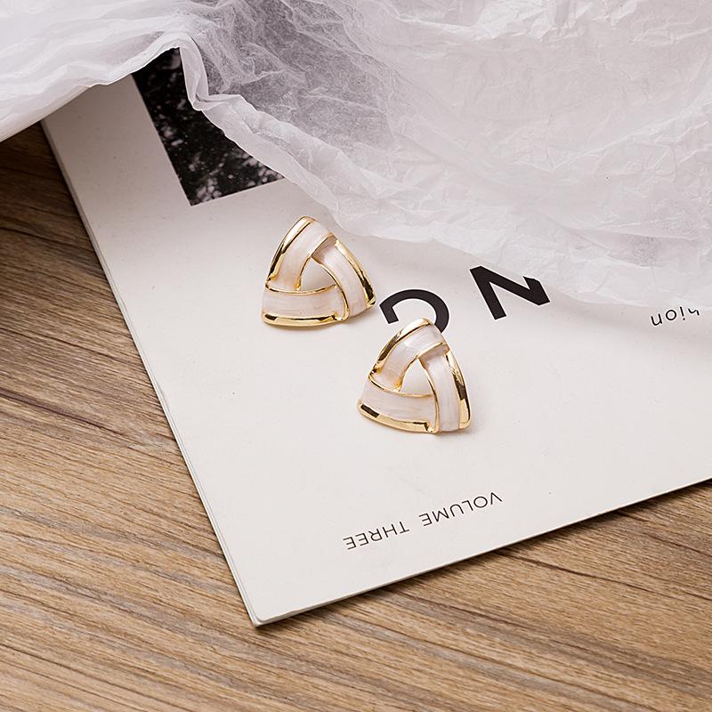 925 Temperament Simple Retro Geometric Triangular Oil Drip Earrings, Commuting Daily French Exquisite Earrings