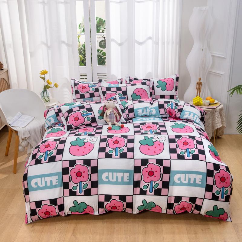 Set de lenjerie de pat nordic simplu din patru piese, cearșaf de pat, set de pilota pentru dormitor Set din trei piese