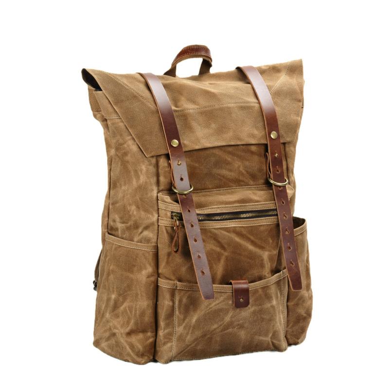 New Retro Men's Canvas Backpack, Outdoor Waterproof Hiking and Mountaineering Bag, Large-capacity Camping