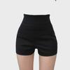 Women's High-Waist Slim-Fit White Three-Quarter Shorts - Casual Elastic Hip Hugging Hot Pants for Autumn 2024