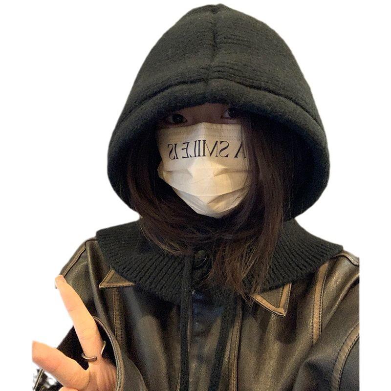 Women's Korean Knit Balaclava: Warm Winter Hat & Scarf Combo with Ear Protection, Slim-Fit Design