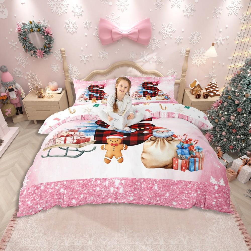 

Homewish Buffalo Initial A to S Letter Duvet Cover Set,Christmas Reindeer Santa Claus Bedding Set,Glitter Sequin Bed Set DE XS 100x135cm 2pcs&set