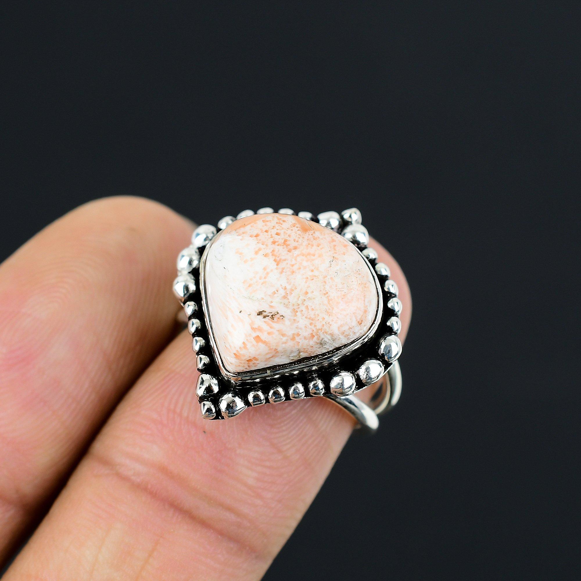 Sisters Day Deal 925 Silver Scolecite Gemstone Statement New Ring Jewelry Size 7 7