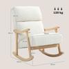 Rocking Chair Fabric Upholstery In Velvet Look Ergonomic Backrest 120 Kg Load Capacity 65B X 90T X 98H Cm Cream White