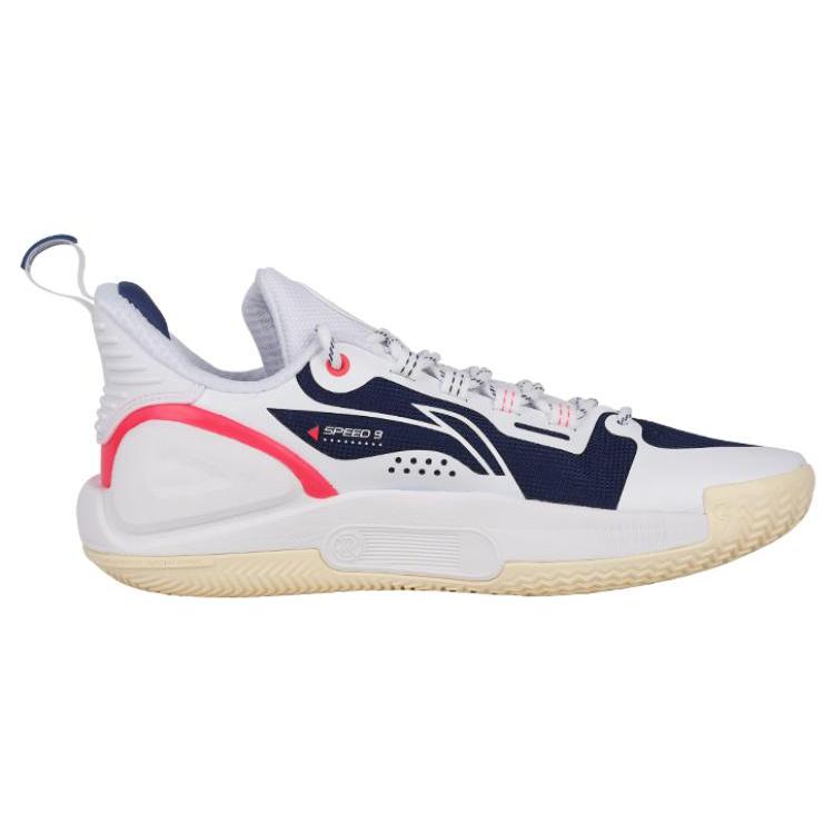 Li Ning Speed 9 Comfortable Cushioning Slip Resistant Abrasion Resistant Low Top Basketball Shoes Men's Blue White ABPT055-2