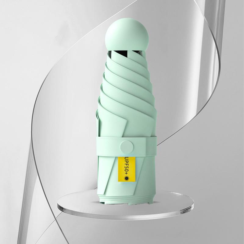 Black Plastic 50% Fold Ultra-Light Pocket Umbrella - Portable, Mini, for Sun/Rain