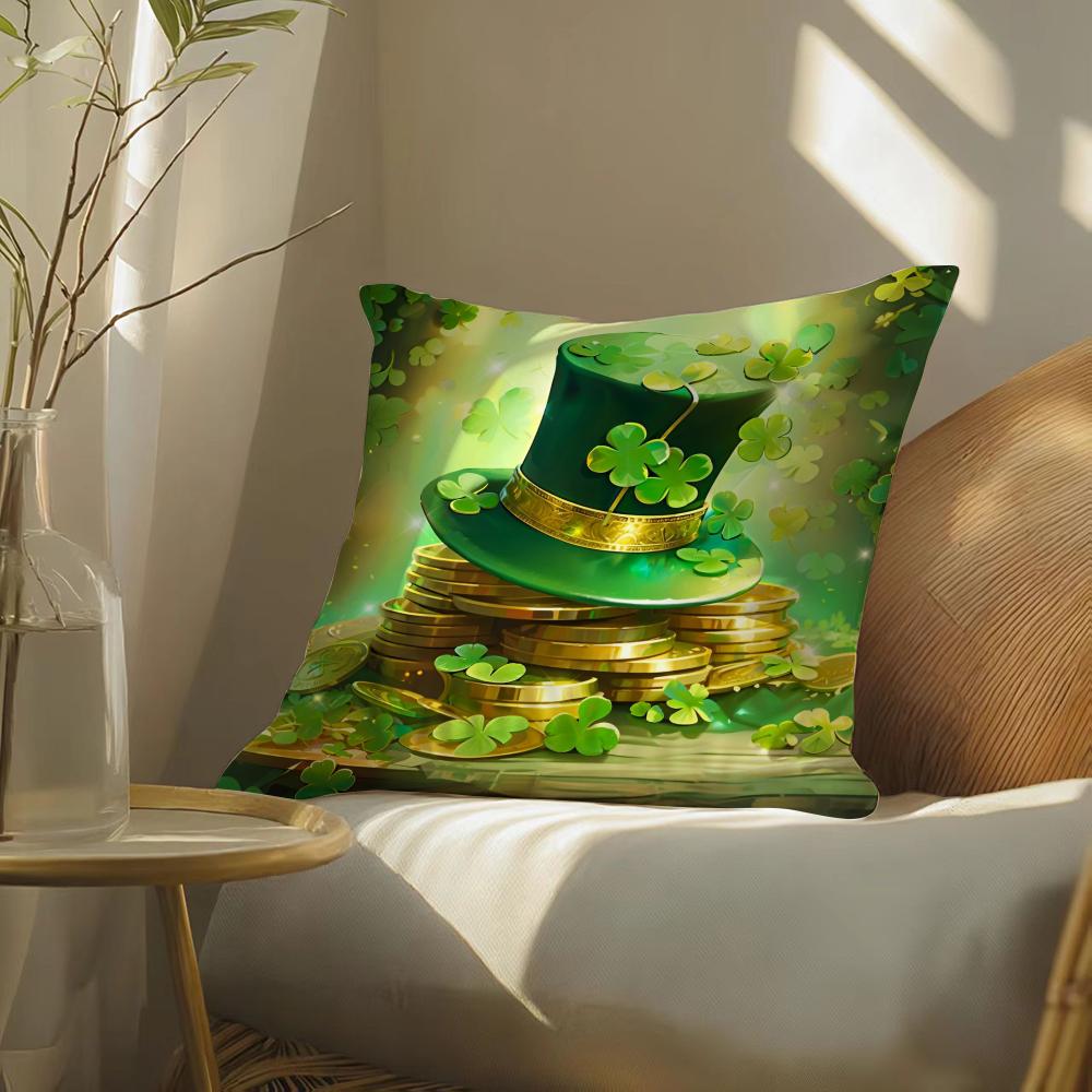 St. Patrick'S Day Cushion Cover Soft Short Plush Pillow Cover Smooth Cozy Texture Aesthetic Cushion Case Home Decor