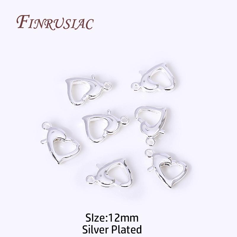 Fermoirs mousqueton en forme de cœur plaqués or 18 carats pour la fabrication de bijoux, Fermoirs fermoirs cœur 10 mm/12 mm pour accessoires de fabrication de bracelets et colliers