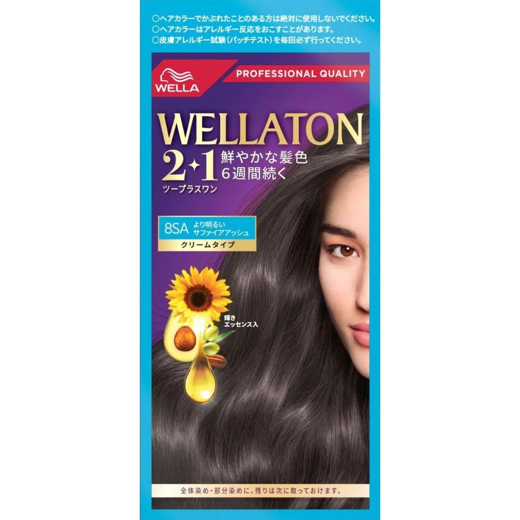 Wella Wellatone Gray Hair Cream Lighter Sapphire Vibrant Hair Color Lasts 6 2+1 Dye, Type, 8SA, Ash, Weeks, Quasi-drug
