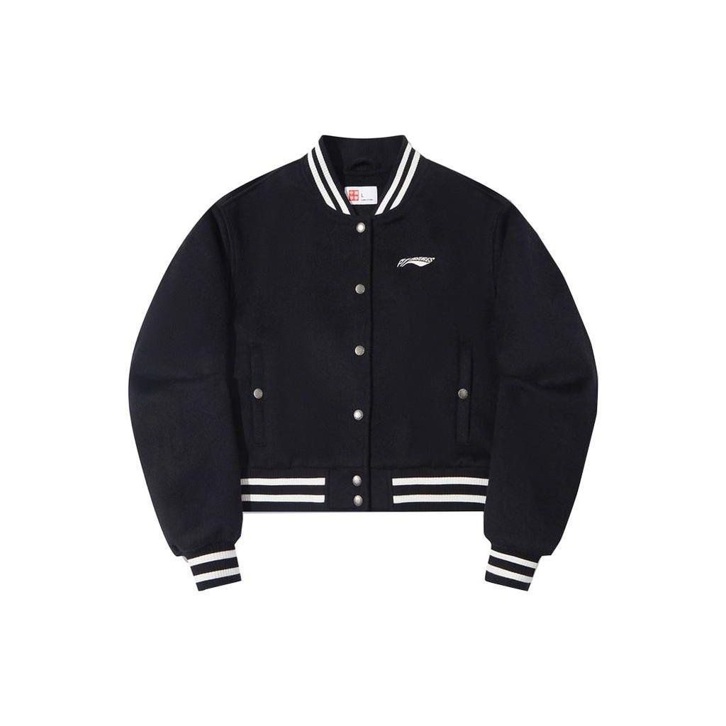 Li Ning X Pleasures Collaboration Letter Stripe Single-Breasted Jacket Women Jackets Black AJDT754-2