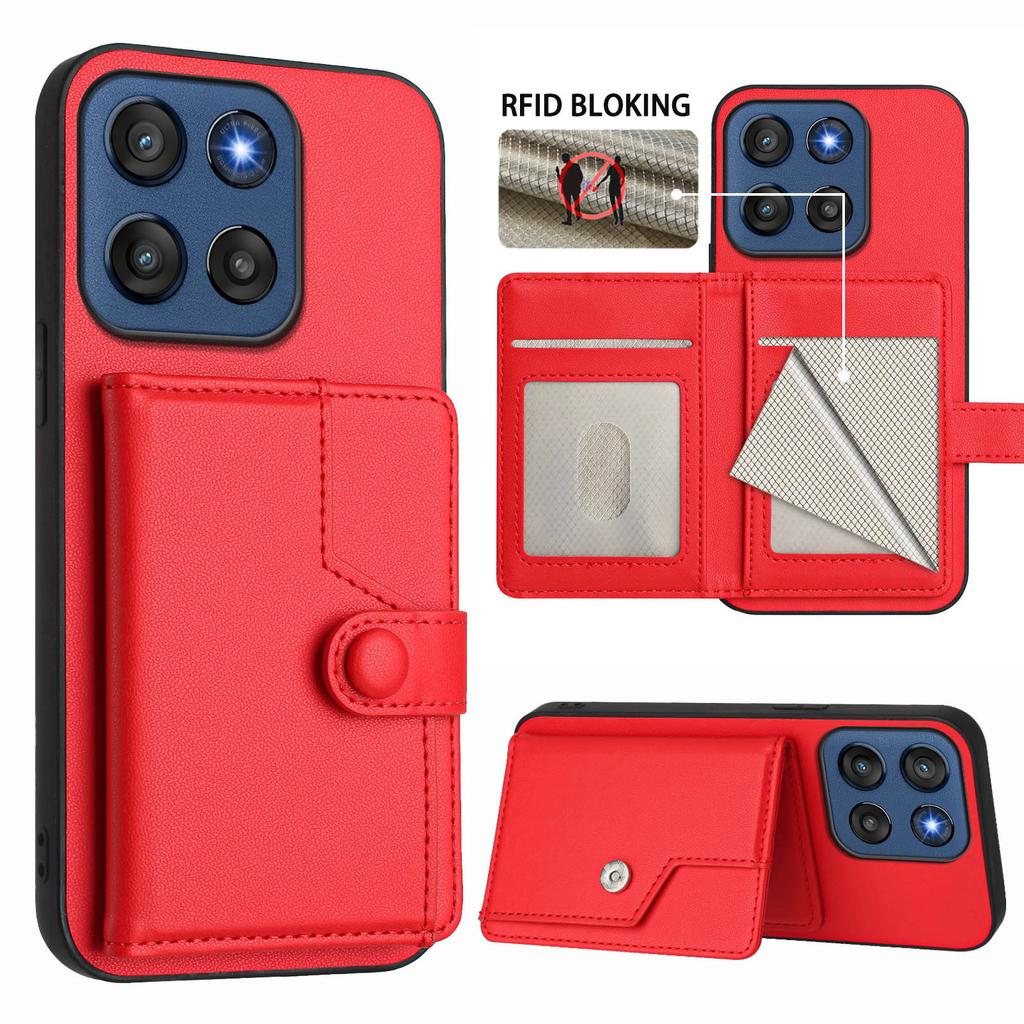 For Motorola Edge 60 Stylus 5G Case RFID Blocking Card Holder Kickstand TPU + PU Leather Phone Back Cover