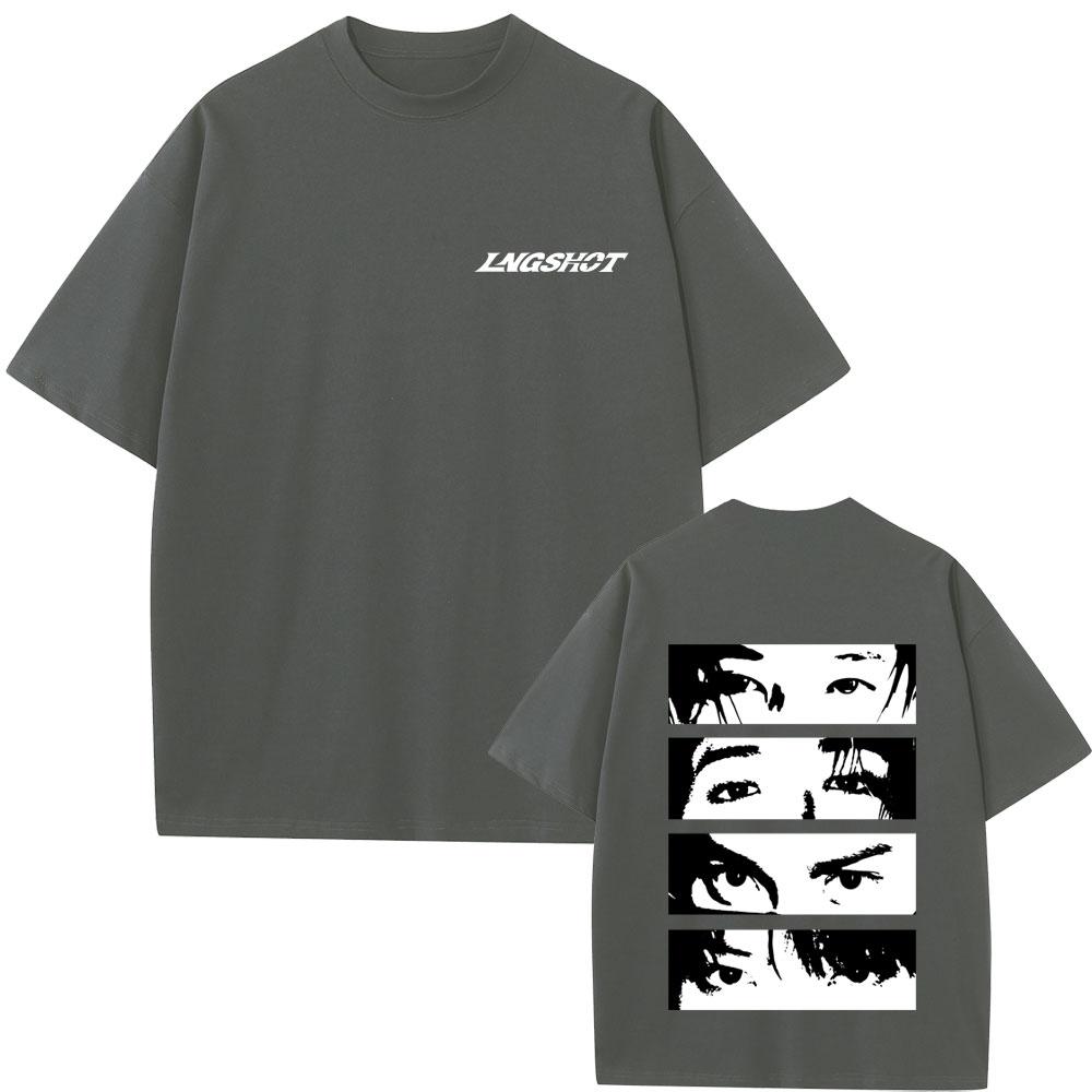 Hot Sale Korean Band Lngshot Eyes Graphic Tshirt Unisex Women Kpop Fashion Trend Streetwear Unisex Casual Oversized T Shirts Tops
