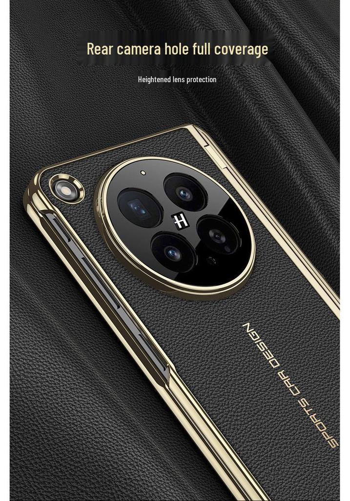 Oppo Find N6 Full-Coverage Electroplated Leather Protective Case with Hinge and Bracket.