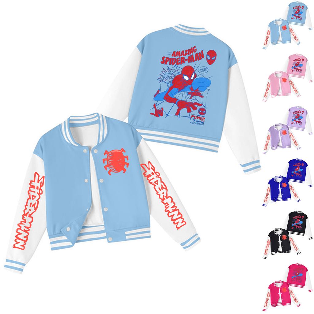 Kids' Stylish Color Neck Baseball Jacket for Boys and Girls Casual Outerwear