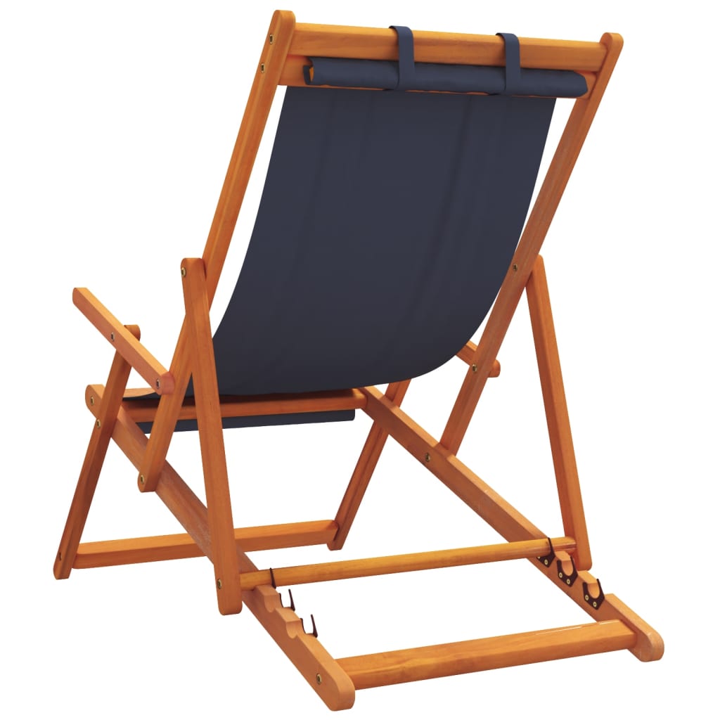 2 Piece Folding Beach Chairs Blue Fabric