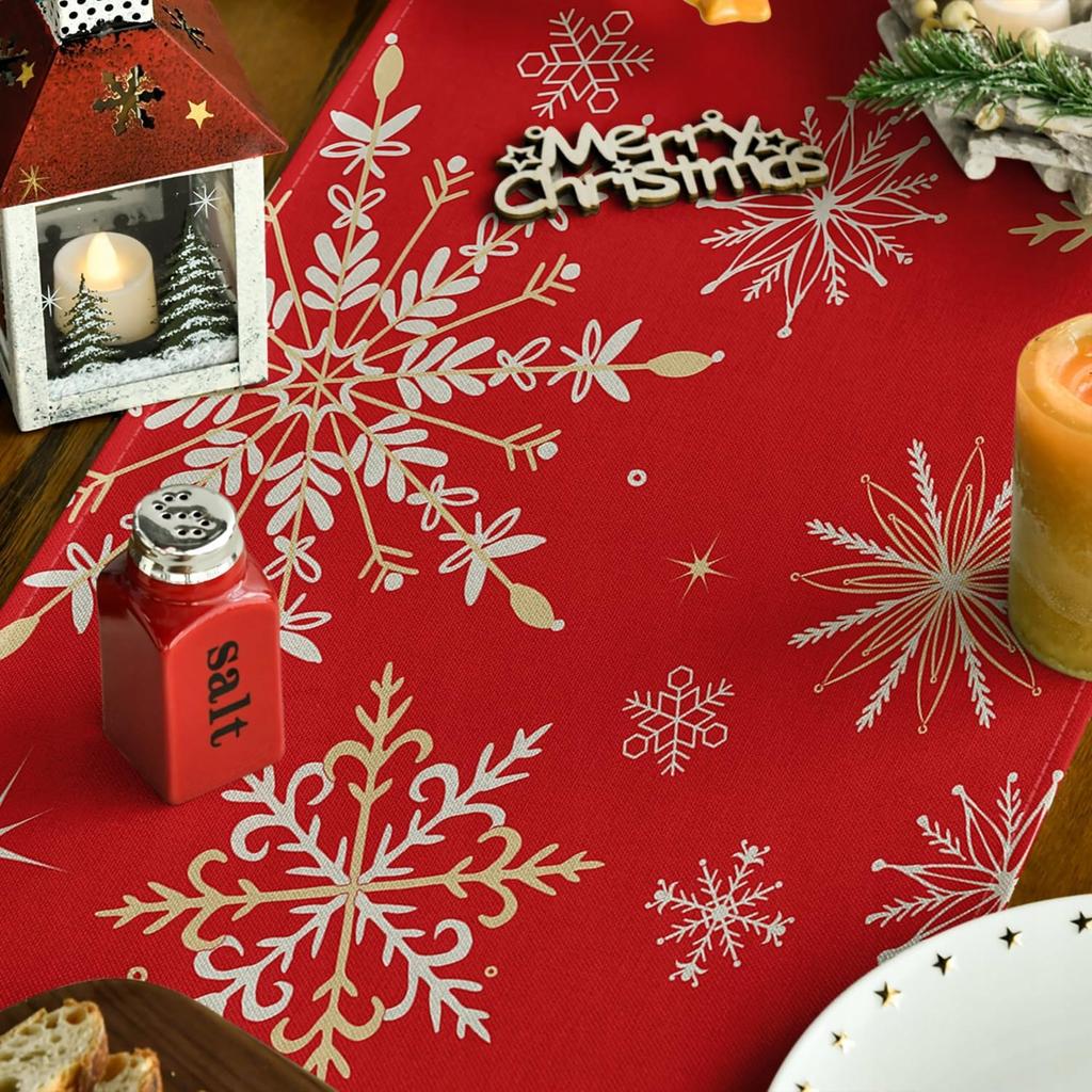 Artoid Mode Red Snowflake Table Runner 40×180cm Christmas