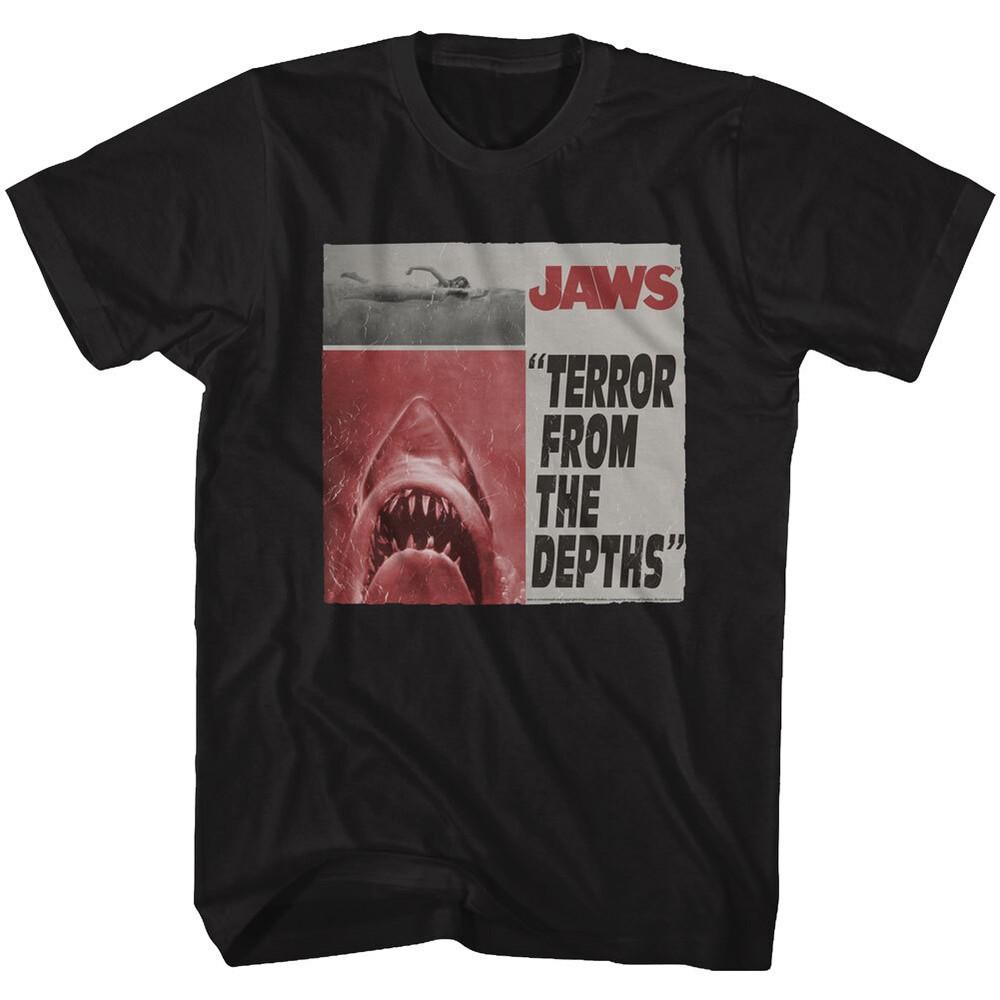 Jaws 70 s Thriller Movie Shark Terror From The Depths Gonna Get Ya Men s T Shirt Unisex T-Shirt M