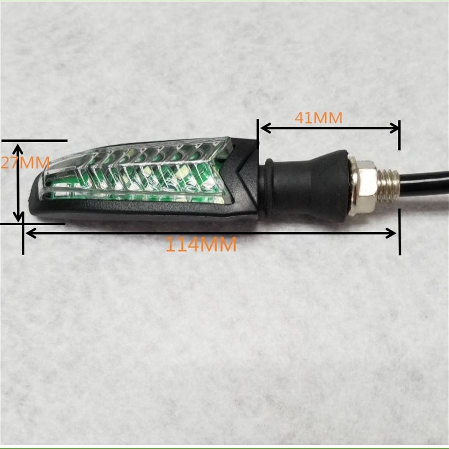 Pair Universal Motorcycle LED Flowing Turn Signal Indicator Light DRL Amber+White