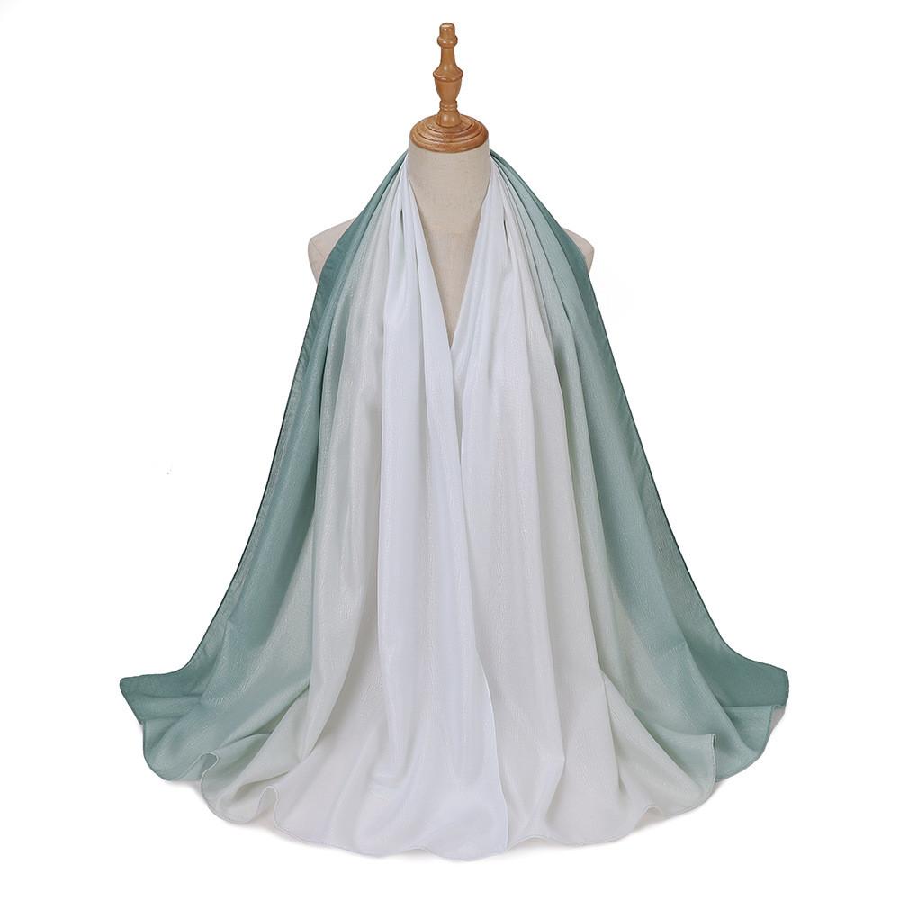 New Silk Hand Gradient Fashion Hijab Scarf Indonesian Malay Silver Scarf Raya Hijab