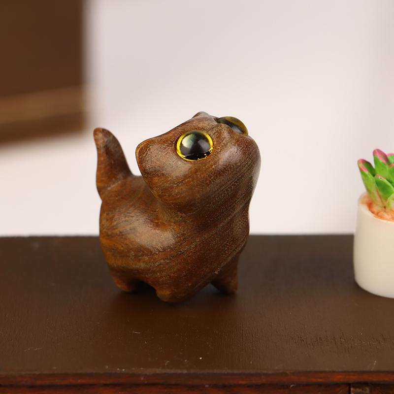 Büyüleyici Ahşap Yavru Kedi Figürini - Ev İçin El Yapımı Kedi Dekoru, Mükemmel Hediye Fikri Kedi Figürini Kedi Aksesuarları