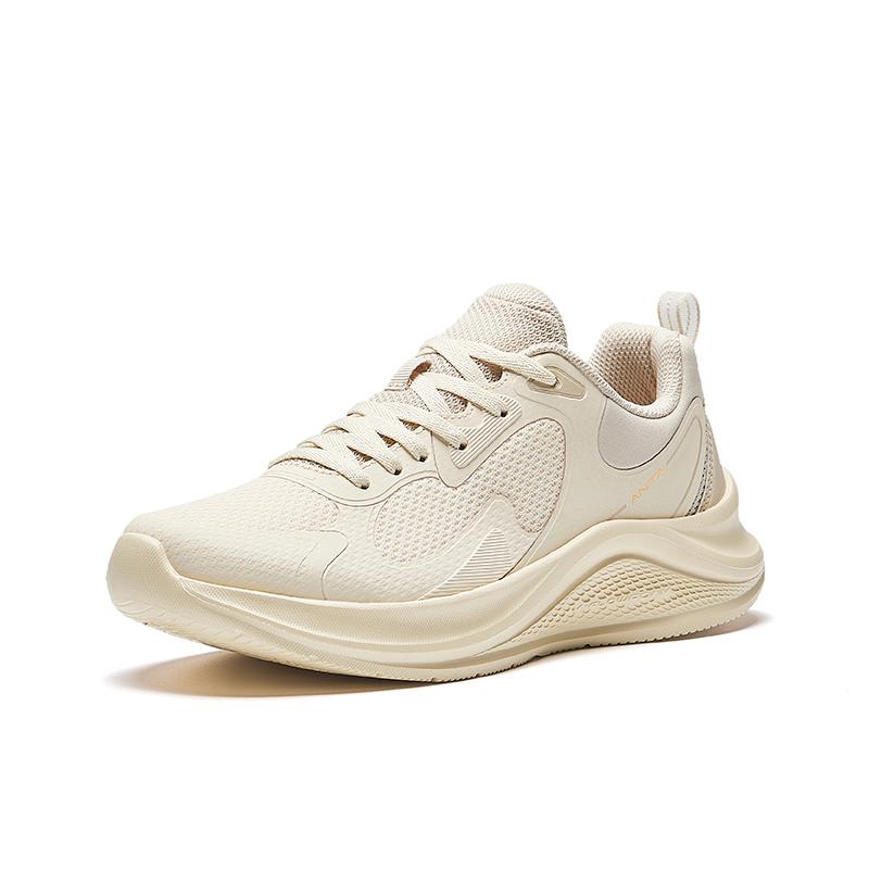Anta Cushioning, Slip Resistant, Breathable, Lightweight Low Top Casual Running Shoes Women's White Gray Sneakers 922435518-4