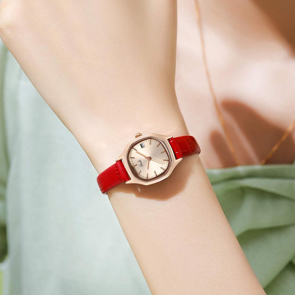 Ladies Niche Light Calendar Waterproof Light Luxury Simple Bamboo Pattern Leather Quartz Watch