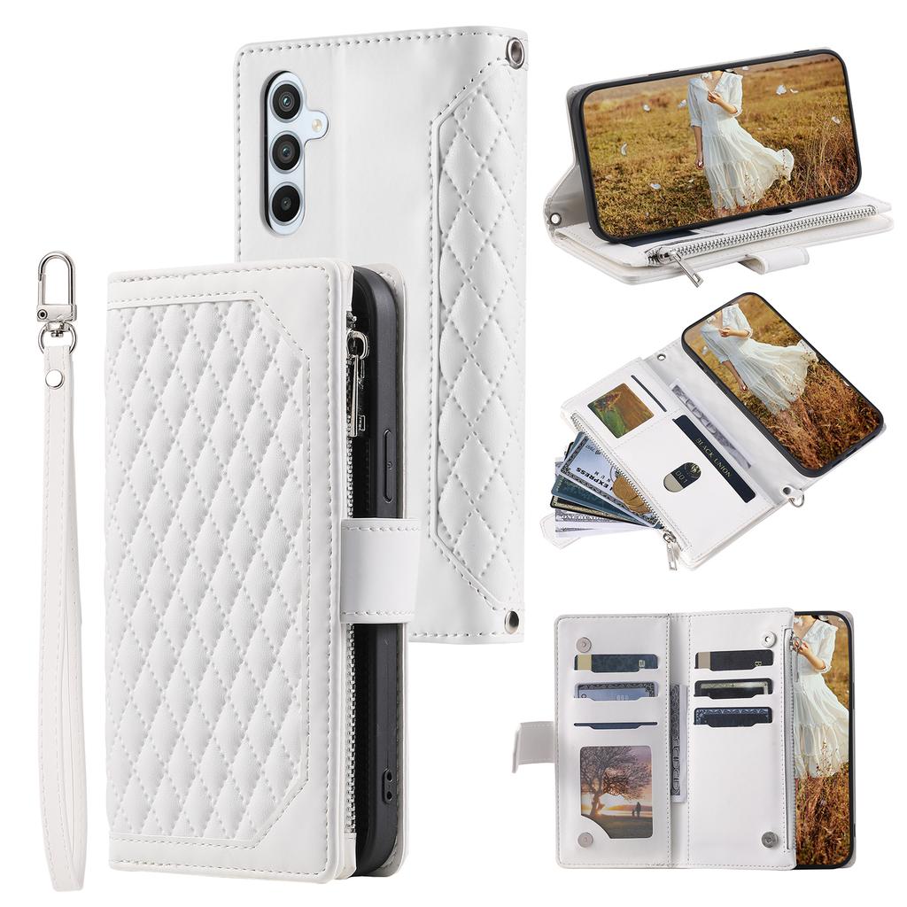 Style 005 For Samsung Galaxy S25 Wallet Case Rhombus PU Leather Zipper Phone Cover