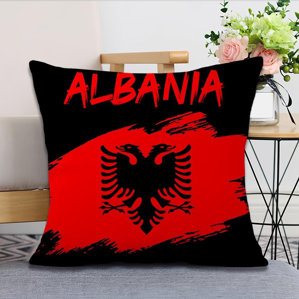 Albania Bandiera Arte Copricuscino Federa Cuscino Quadrato Stanza Camera da Letto Testiera Divano Soggiorno Schienale Ora del Riposino