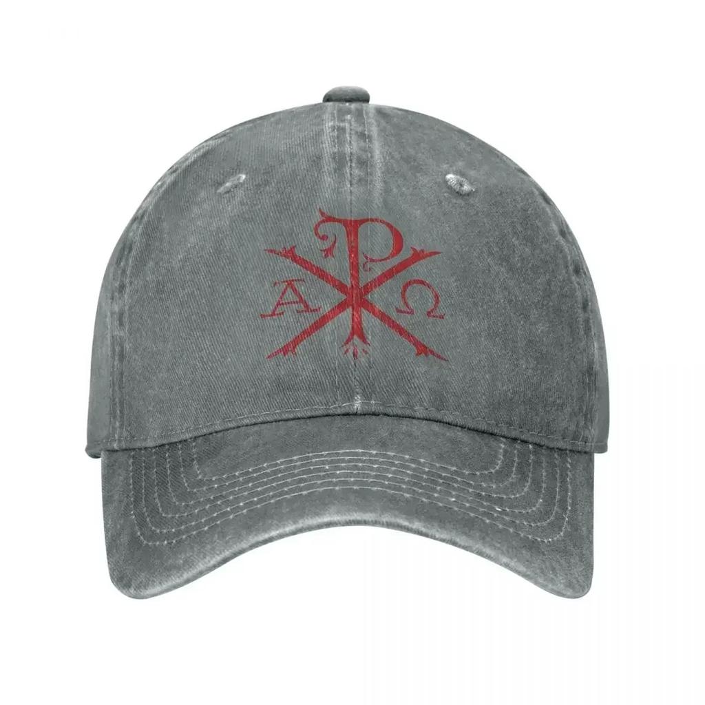 Chi Rho And Orthodox Baseball Cap Retro Distressed Denim Sun Cap Unisex Style Outdoor Summer Caps Hat