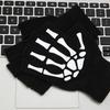 Boys' Halloween decorative warm gloves Fall and Winter split fingers open-fingered knit gloves Fashion skull hand pattern gloves