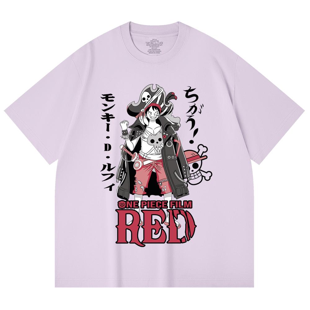 230 Gsm 100% Cotton One Piece V79 Luffy Film Red Print Unisex Heavy Cotton T Shirt